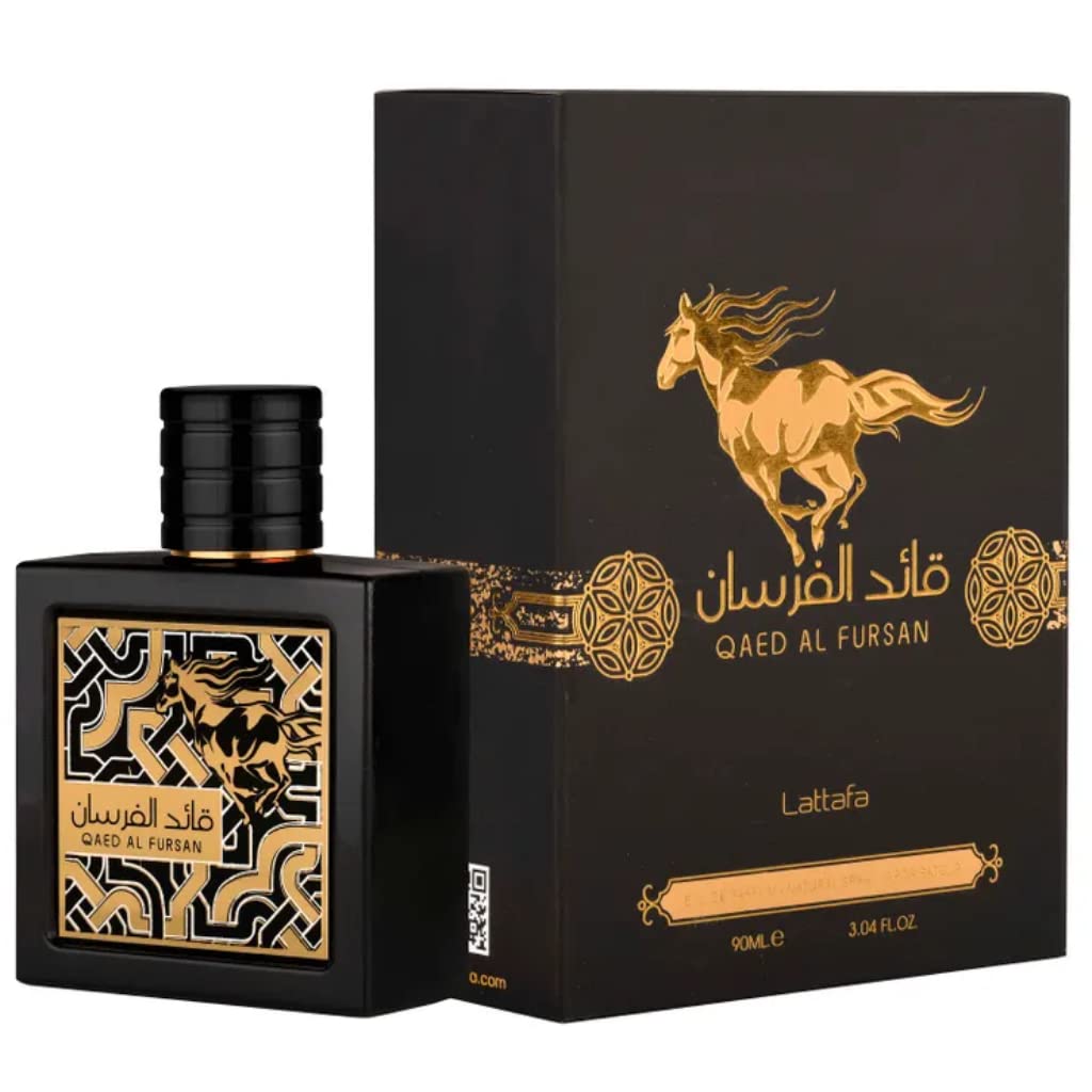 Lattafa Qaed Al Fursan -  Eau de Parfum Long-Lasting Fragrance for Men, 3.40 Ounce / 100 ml