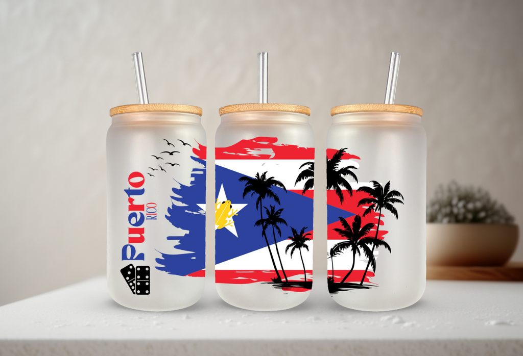 Puerto Rico Frosted Glass 16oz
