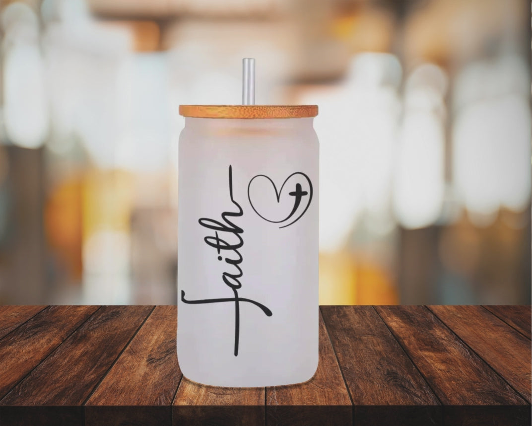Faith Over Fear Frosted Glass 16oz