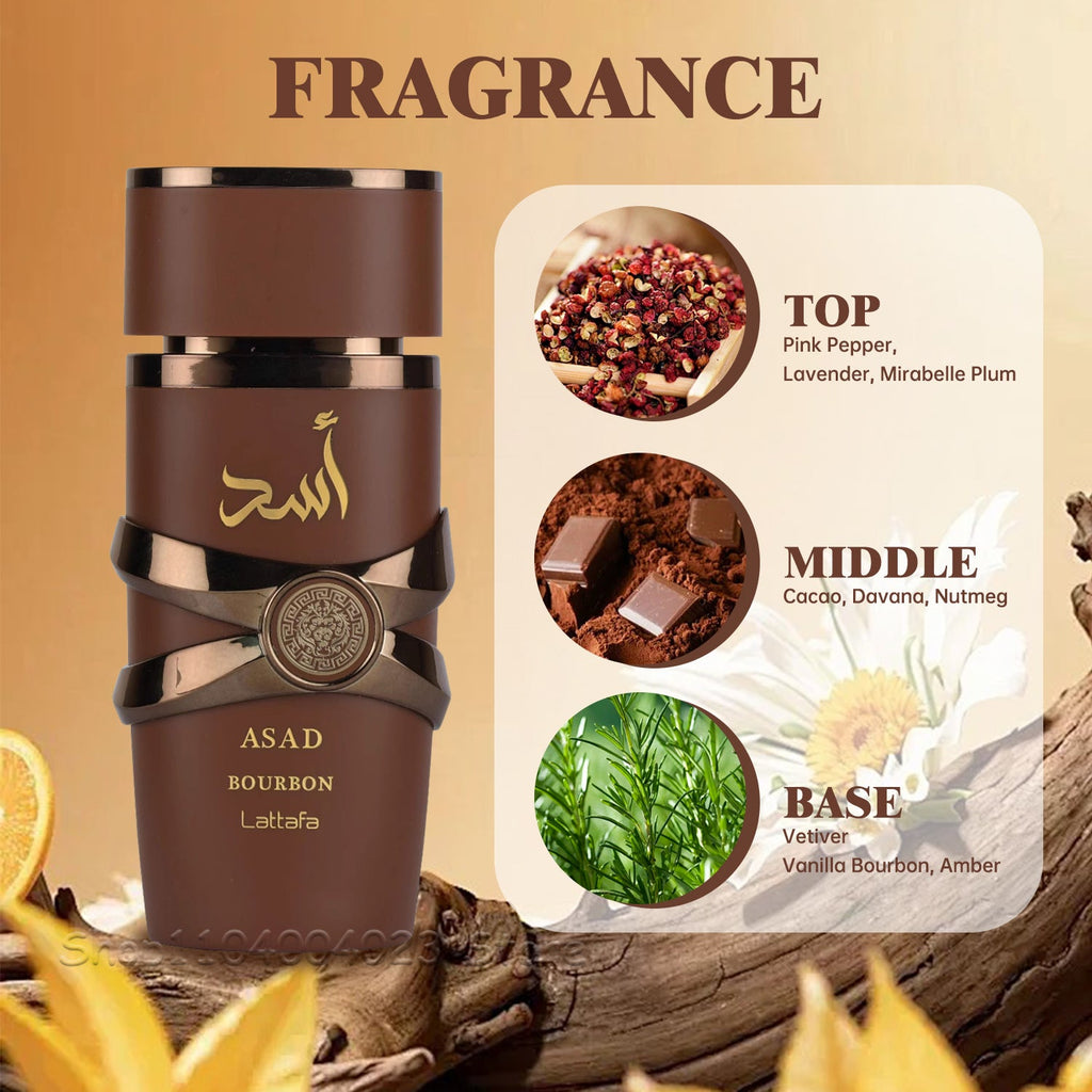 Asad Bourbon for Men- Eau de Parfum Spray, 3.4 Ounce / 100 ml